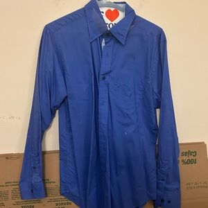Nautica Mens Long Sleeve Button Down Dress Shirt, A Bit Trimmer, Blue‎